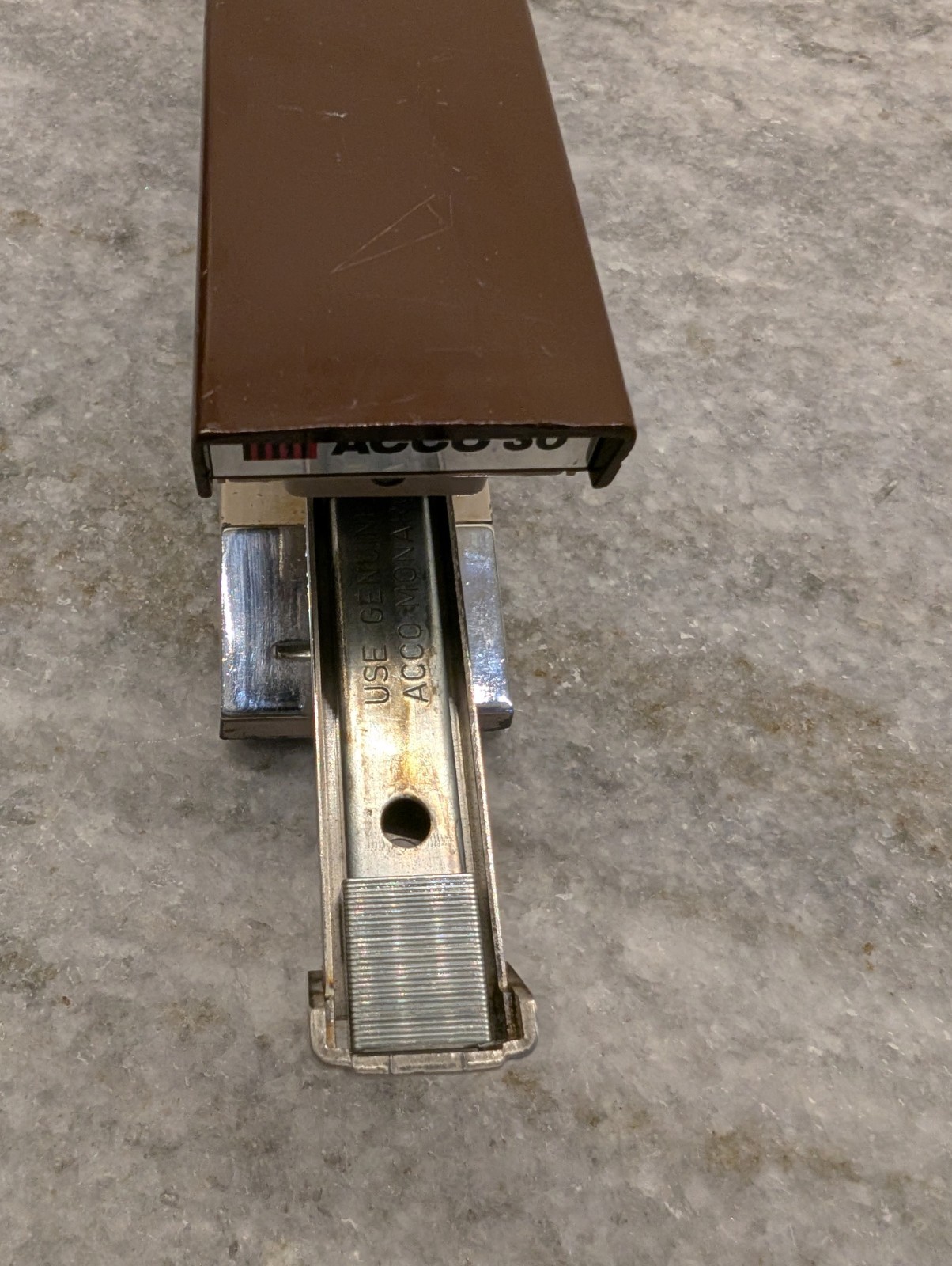 Vtg. Stapler ACCO 30 Brown Beige Metal 7″ Office Desk MCM Made in USA