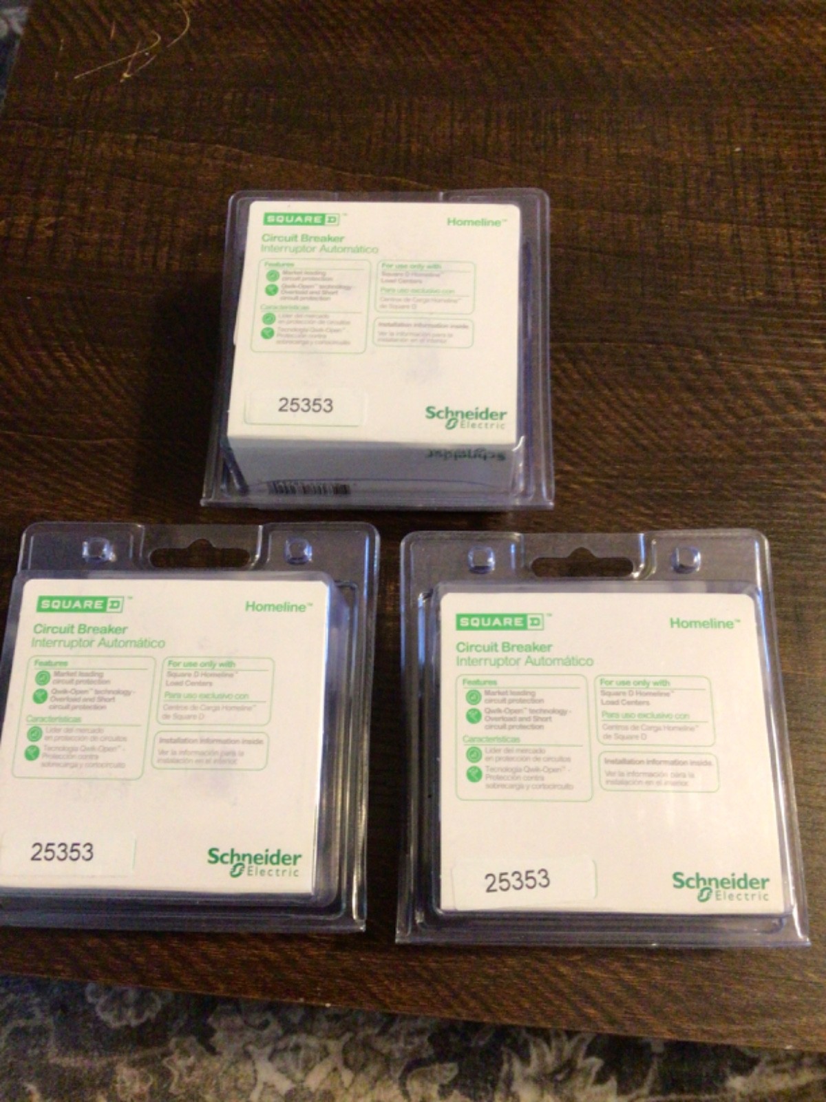 Lot of 3-Square D Homeline HOM2100C 100 Amp, 120/240V 2-Pole Circuit Breaker new