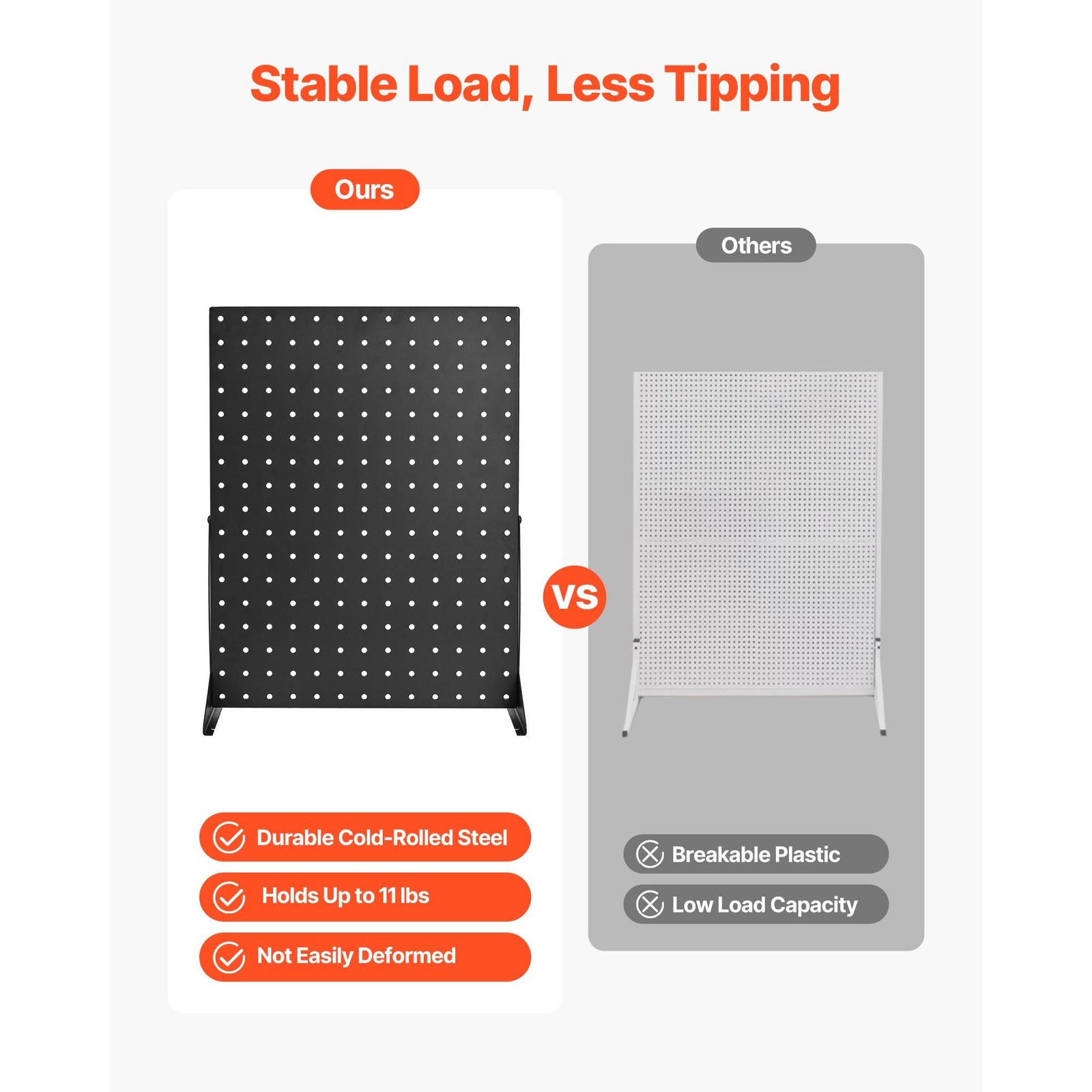 4-Piece Steel Tabletop Pegboard Stand, 17x13in, 11lb Capacity, Black