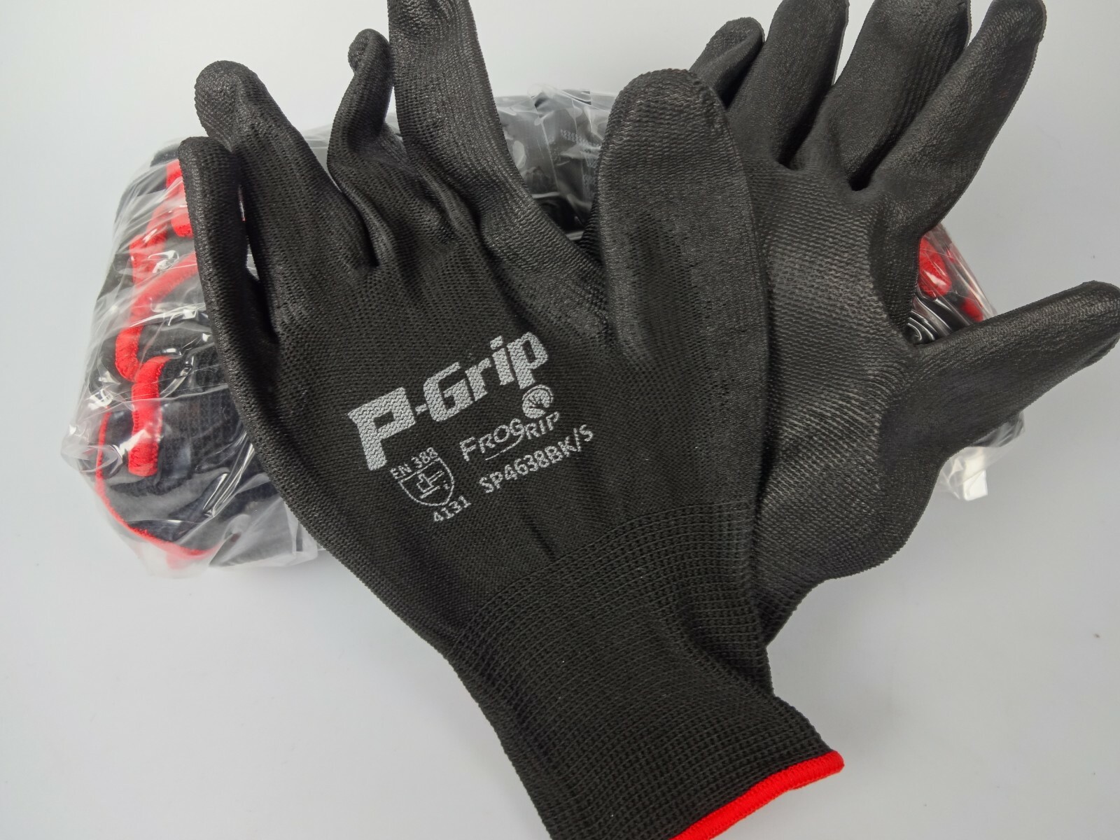 LOT OF 144 Pairs LIBERTY P-GRIP WORK GLOVES BLACK PU POLYURETHANE PALM SP4638BK