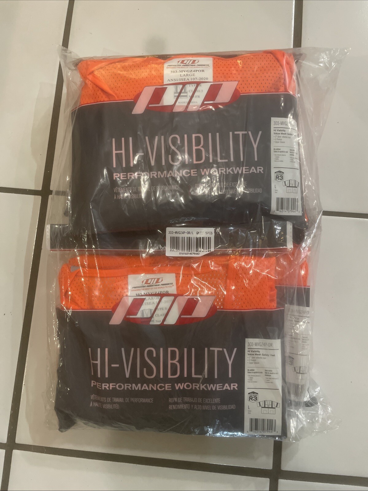 PIP Protective Industrial Products Safety Shirt Zip Up Tee – Large – 5 Per Pack