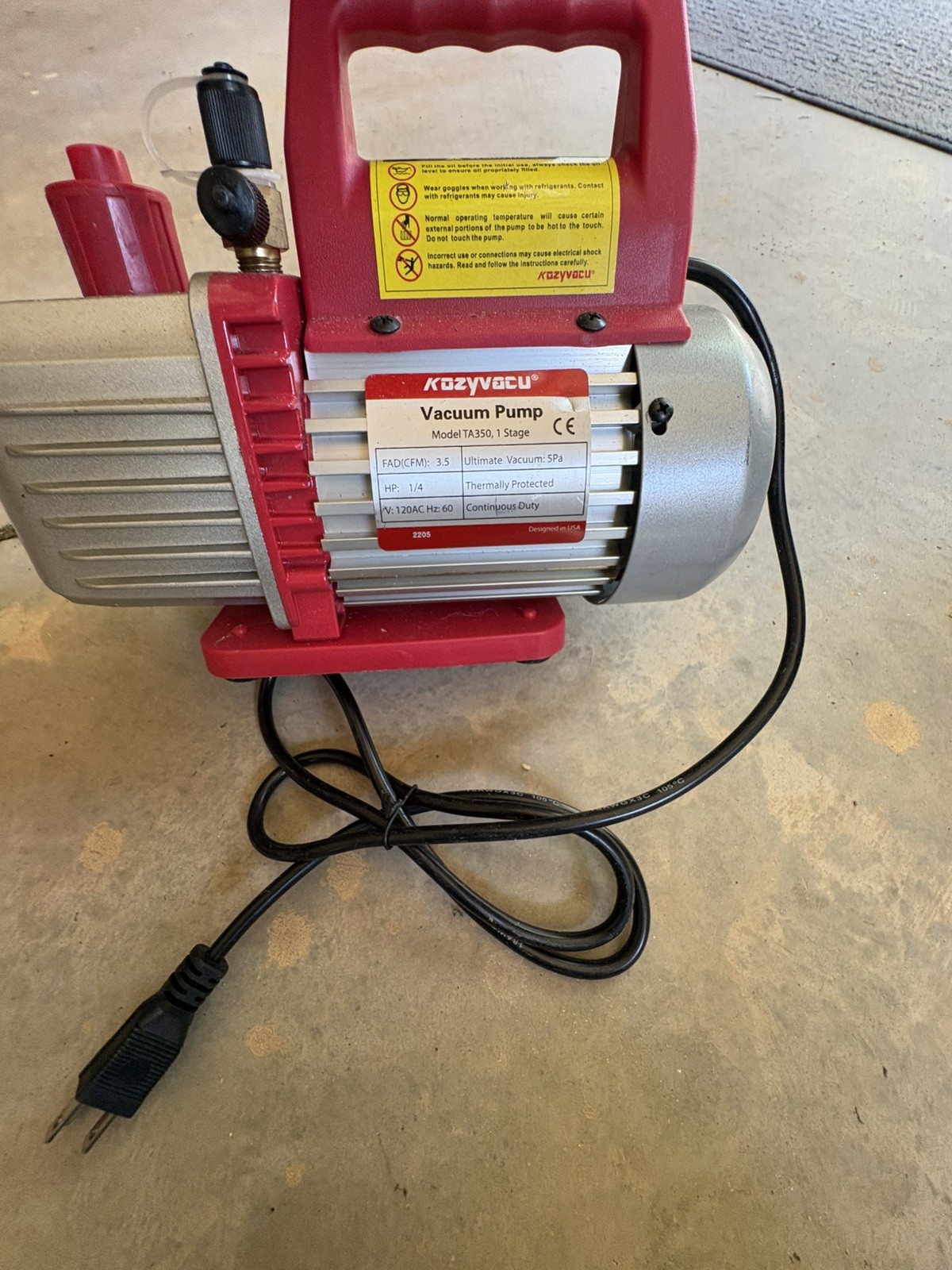 Single-Stage HVAC Vacuum Pump, 3.5CFM – Ideal for AC Repair Tools, Car AC Vacuum