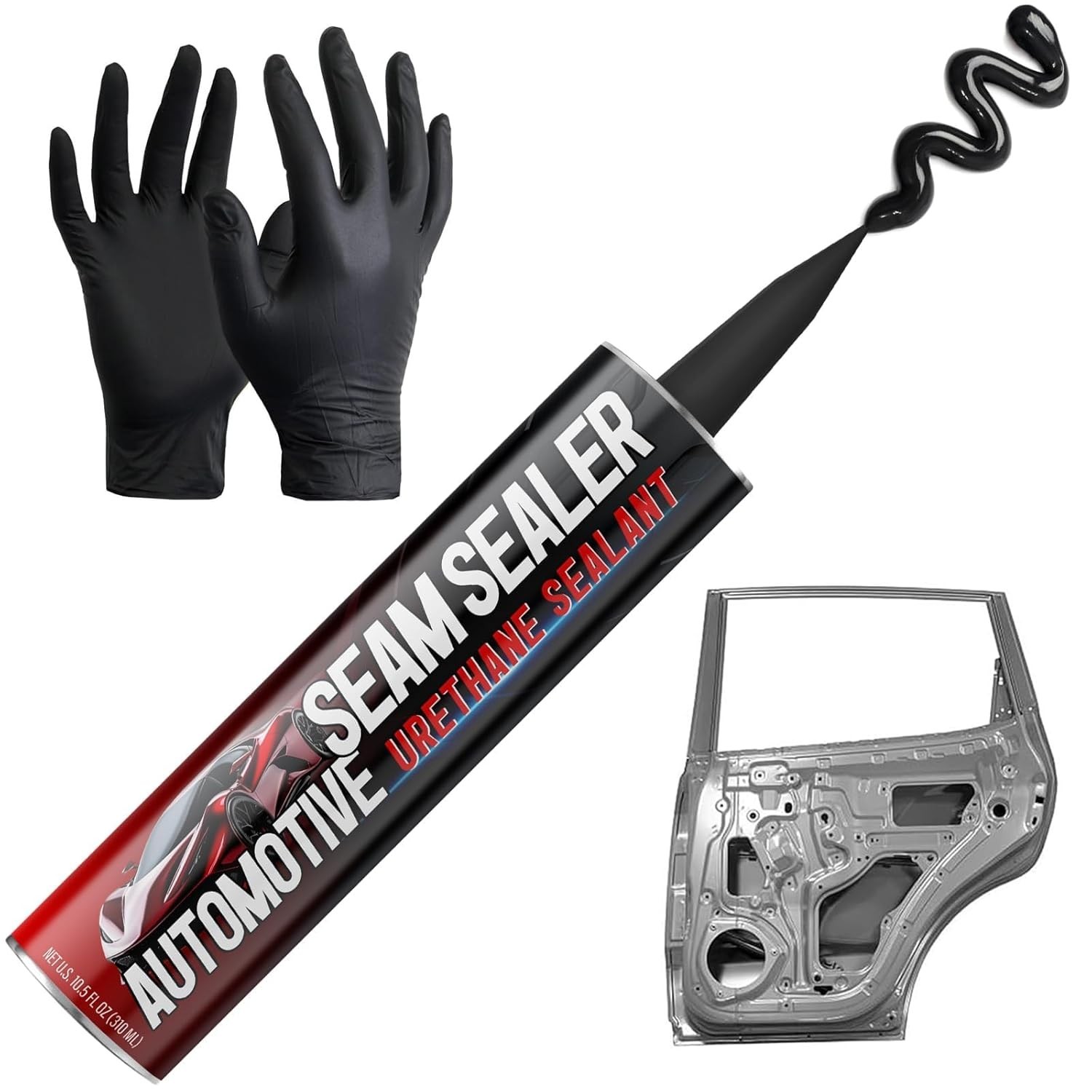 Seam Sealer Automotive Black Paintable Waterproof Polyurethane 10.5 oz