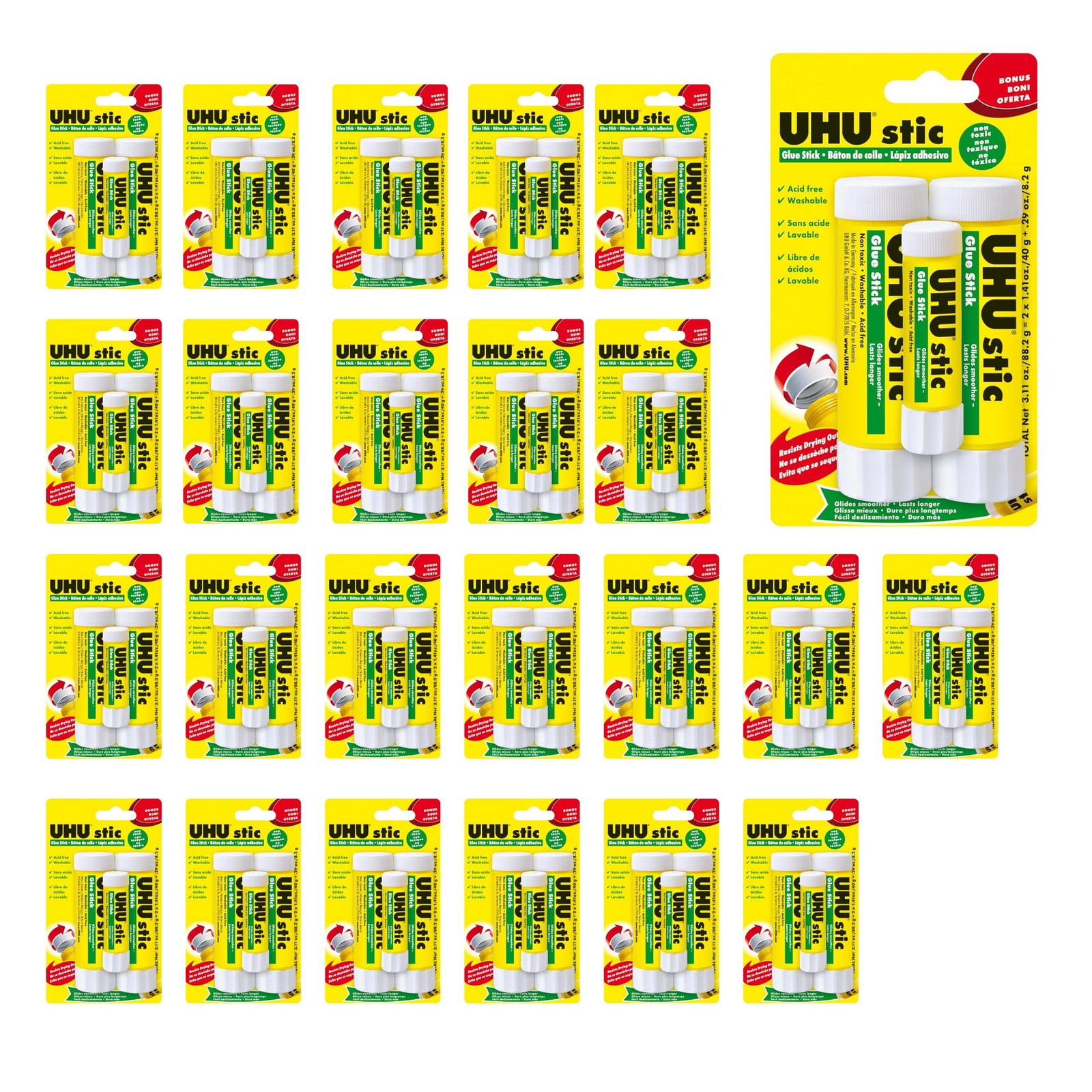 School Glue Sticks, 24-Pack, 3 Pieces Per Set, 72 Total Count Washable Glue S…