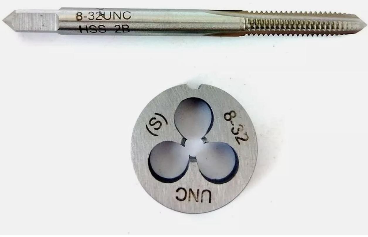 8-32UNC Tap and Die Set (0.164″) Right Hand Thread Carbon Steel for Machine tool