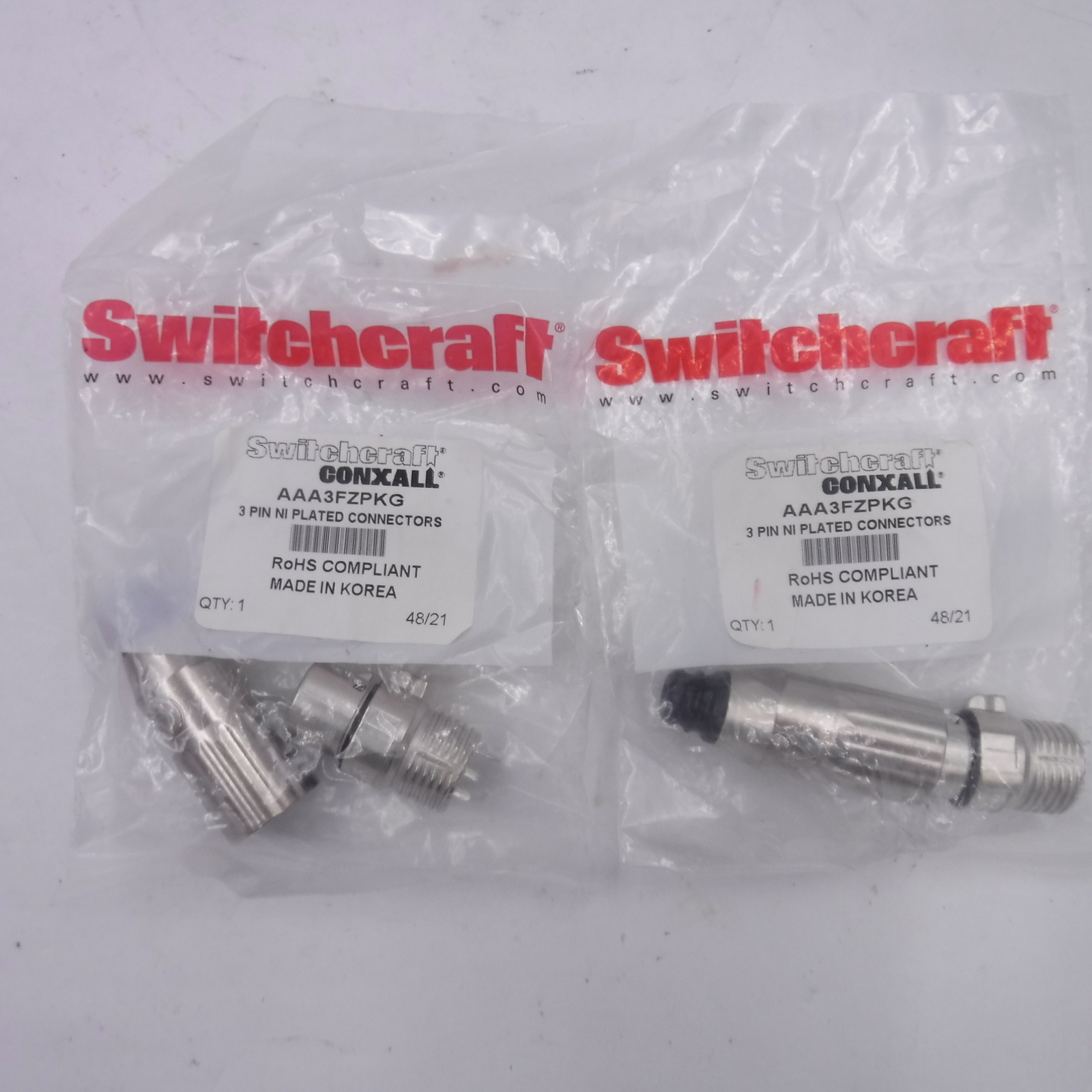 2x SWITCHCRAFT AAA3FZ 3-Pin XLR Female Heavy Duty LO-Z Cable Mount Plug