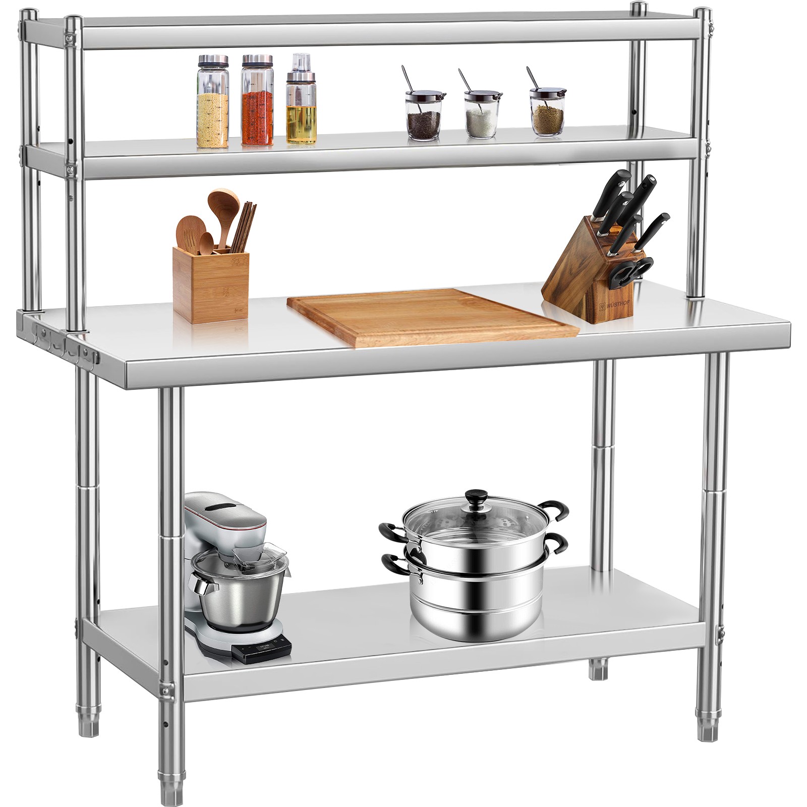 GARVEE 36″x24″x55″ Stainless Steel Commercial Table w/ 36″x12″ Shelf Combo NEW