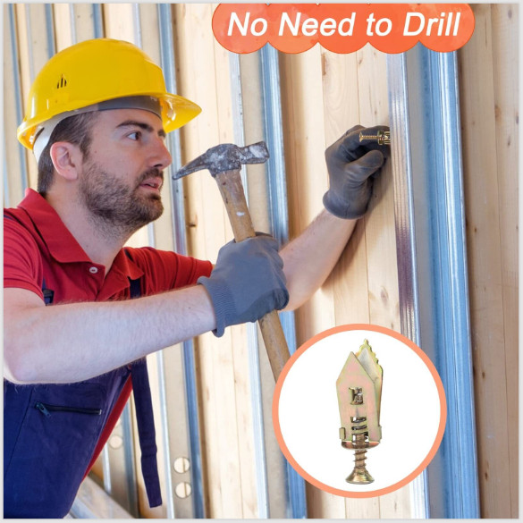 50-Pack Zinc-Plated Anchors & Screws – Self-Drilling for TVs, Shelves & Cabinets