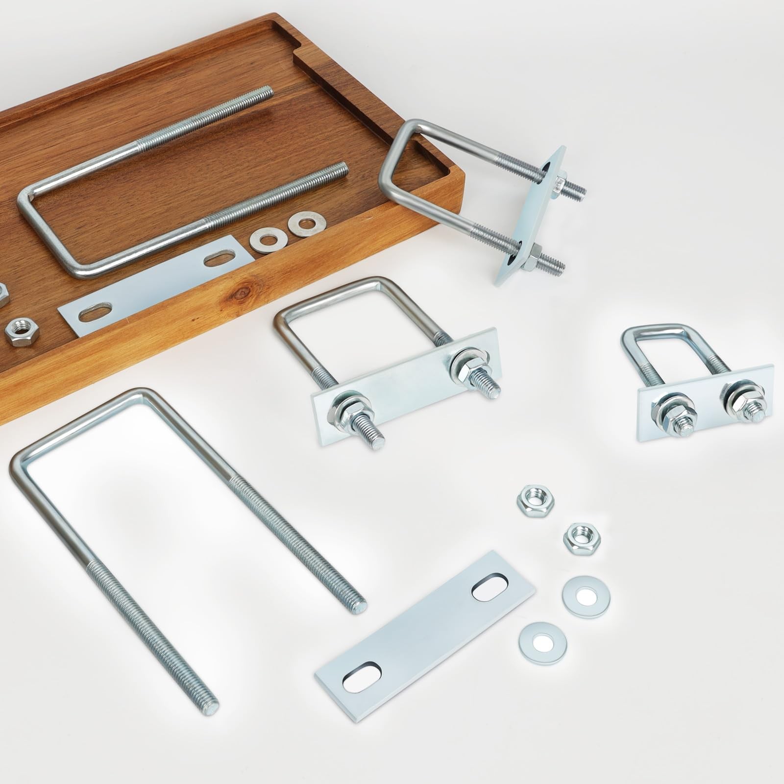 4 Sets M8x25x90mm Square U Bolt, 1 Inner Width, 3.54 Length, Zinc, Plate