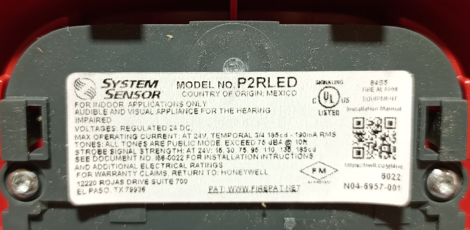 System Sensor Red P2RLED Wall Horn Strobe