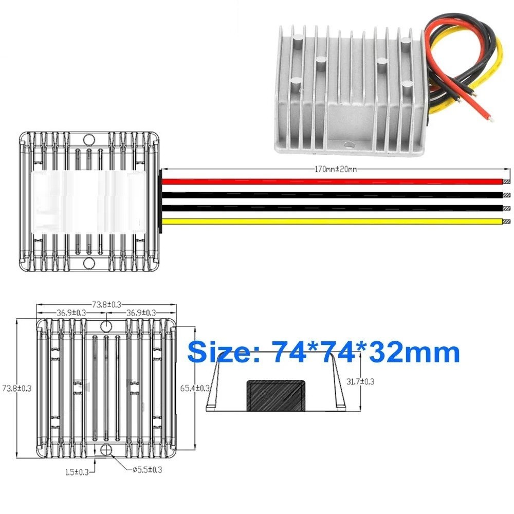 DC DC Battery Charger 8-36V to 12.6V 13.8V 14.5V 16.8V 10A Durable Stable Tool