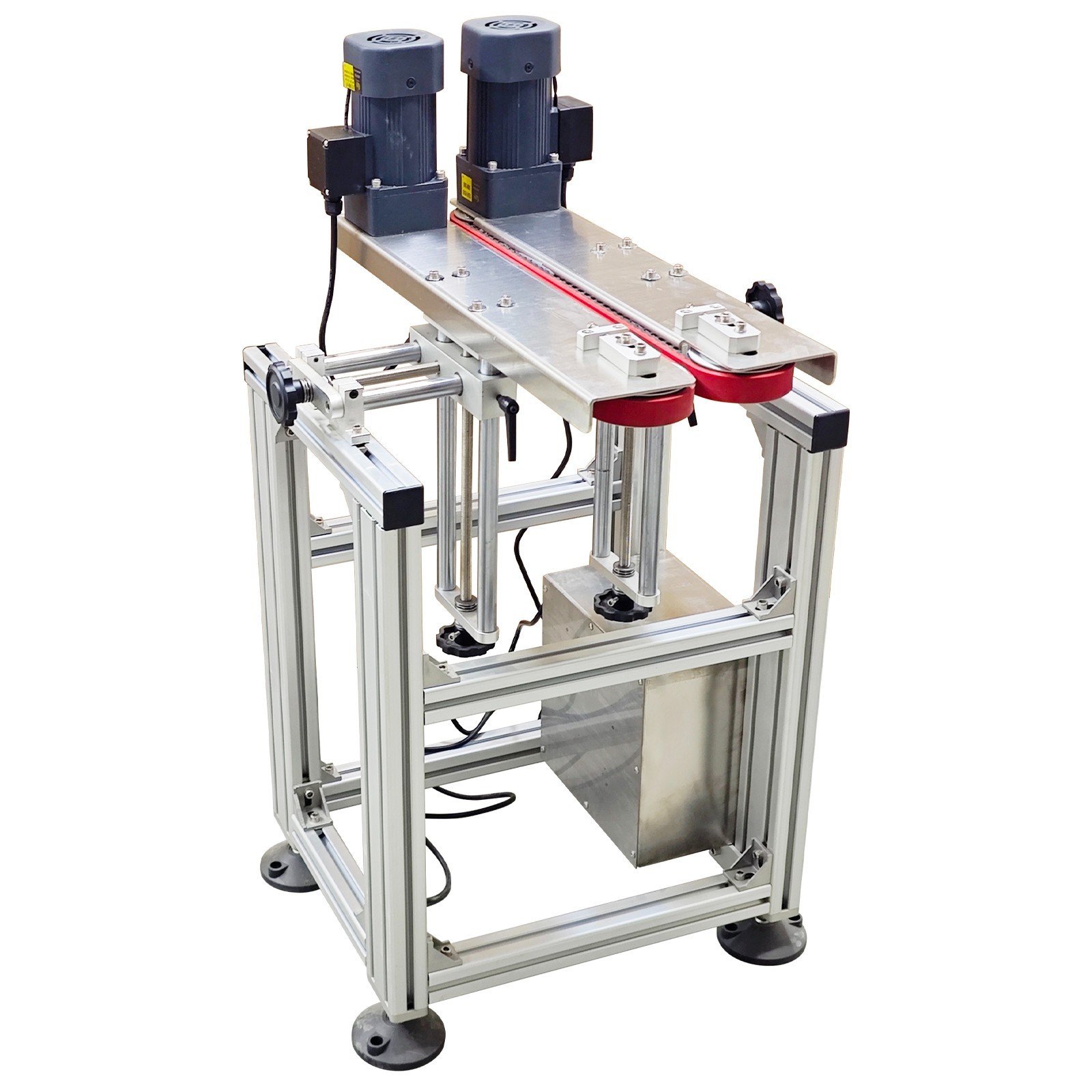 110V 0.39″–6.69″ Bottle Clamping Conveyor Bottomless Gap Transfer Double Motor