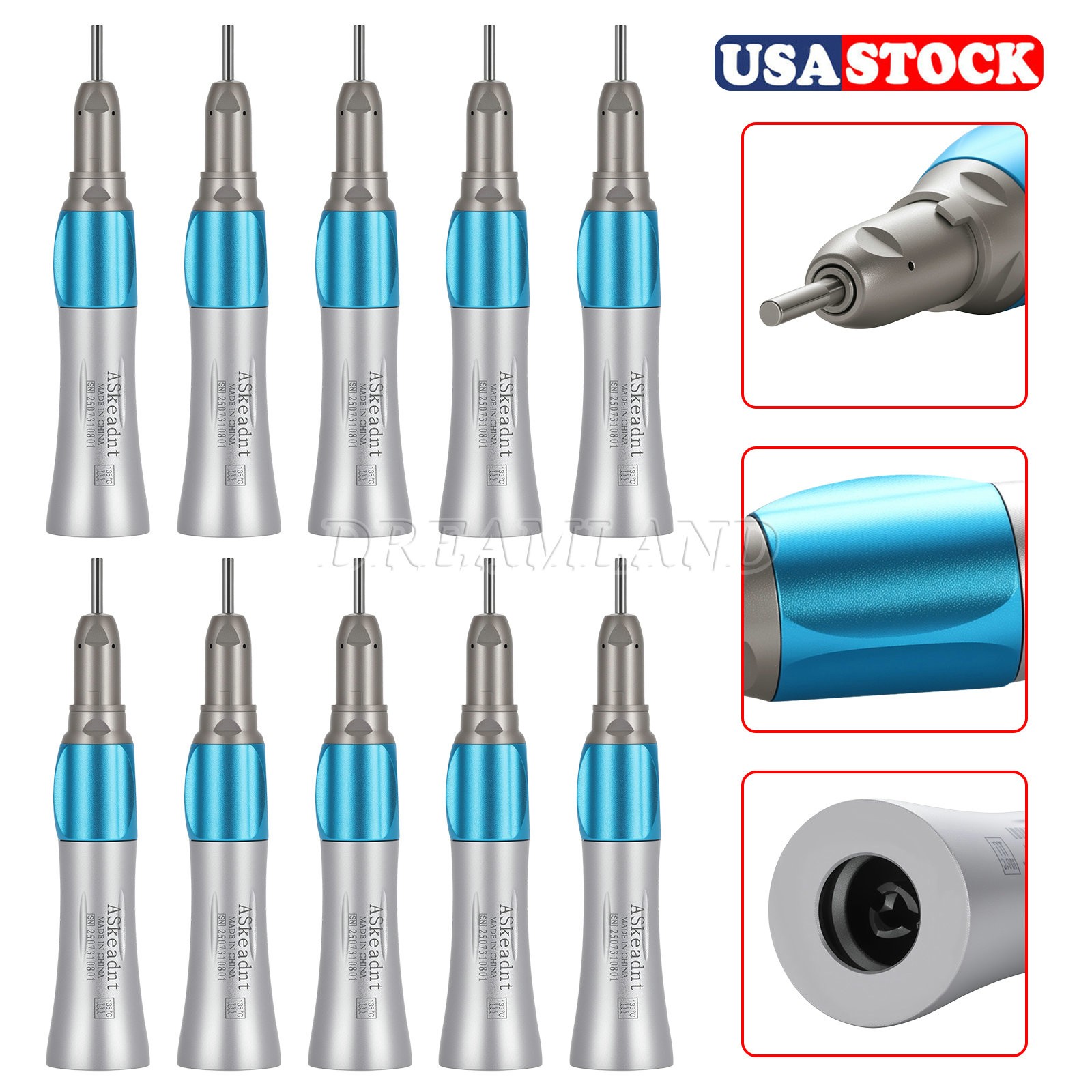 NSK Style Dental Slow Low Speed Straight Handpiece Nose Cone E-type Air Motor US