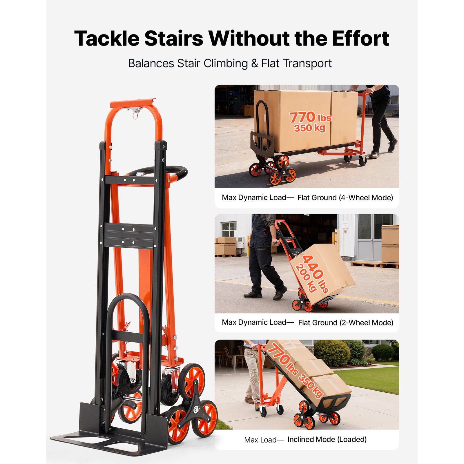 Uimoso 3-in-1 Folding Stair Climbing Cart with 770 lbs Capacity