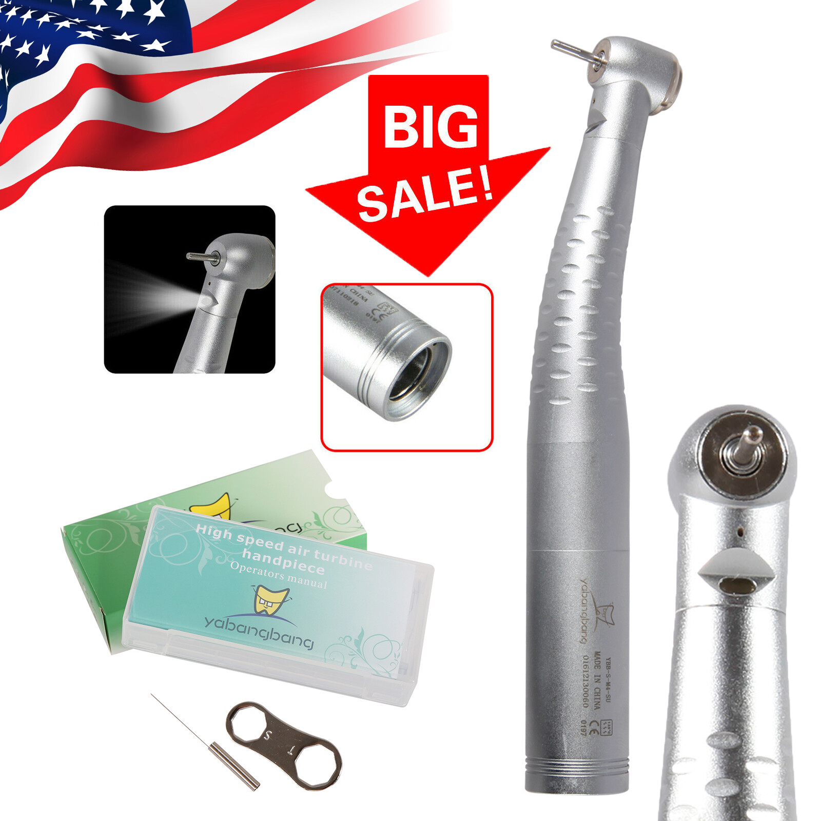 KAV Style Dental Fiber Optic LED High Speed Handpiece /Quick Coupler 4Hole 6Pin