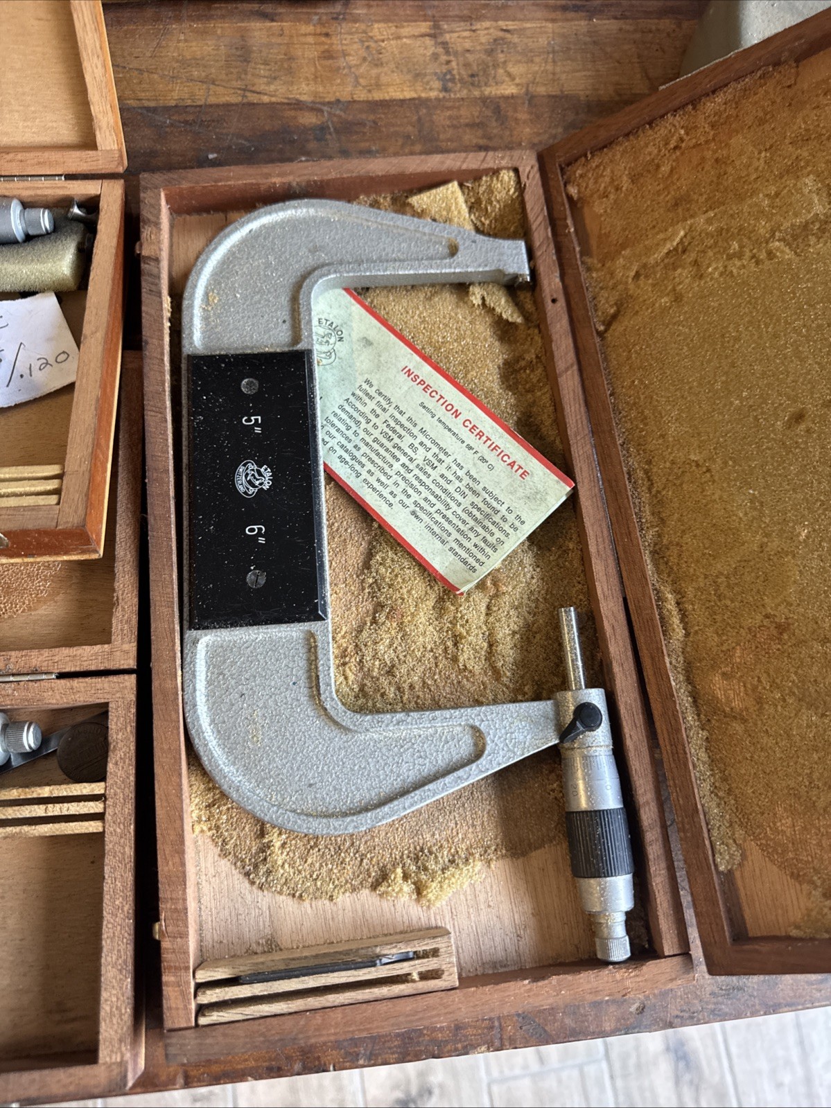 Etalon Switzerland Outside Micrometer Set 0-5” 0001″ w/ Cases A30