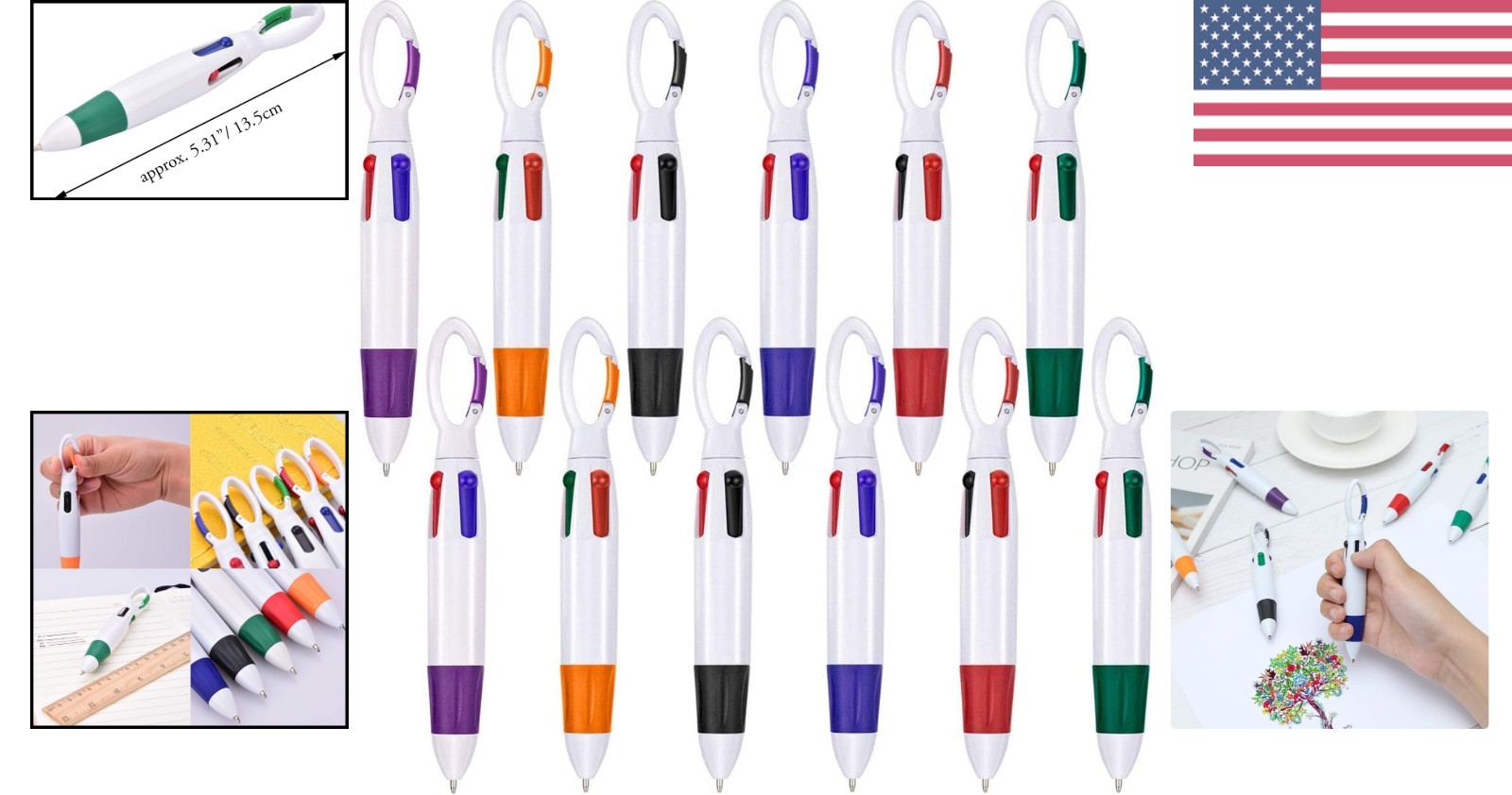 Lightweight Retractable Shuttle Pens Set – 4 Colors, 12 Pieces for Daily Use