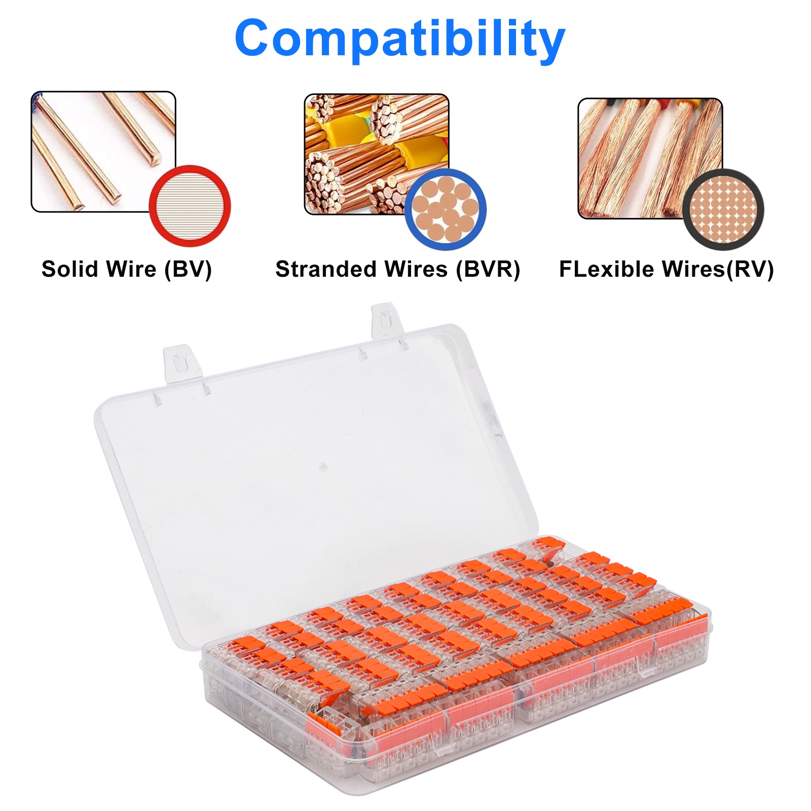 50X Reusable Spring Lever Terminal Block Electric 28-12AWG Wire Cable Connectors