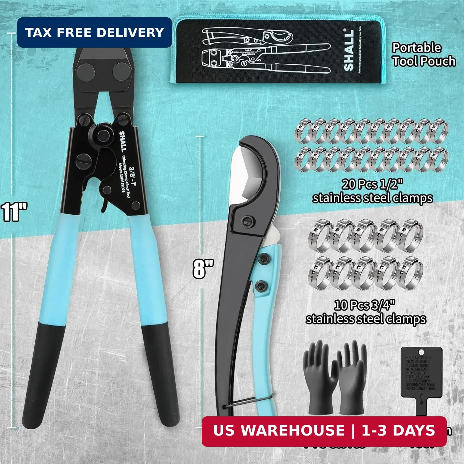 SHALL Pex Crimping Clamp Cinch Tool and Pipe Hose Cutter, Pipe Fitting Crimper T