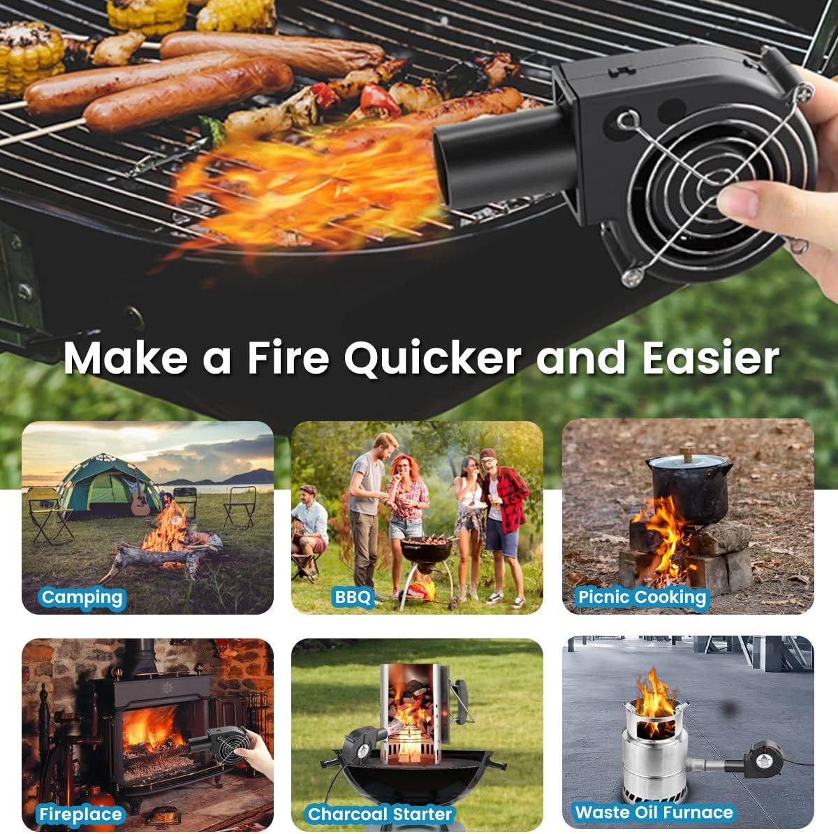 Adjustable Blower Fan For BBQ Heater Blower Air Blower Cooking Portable Machine