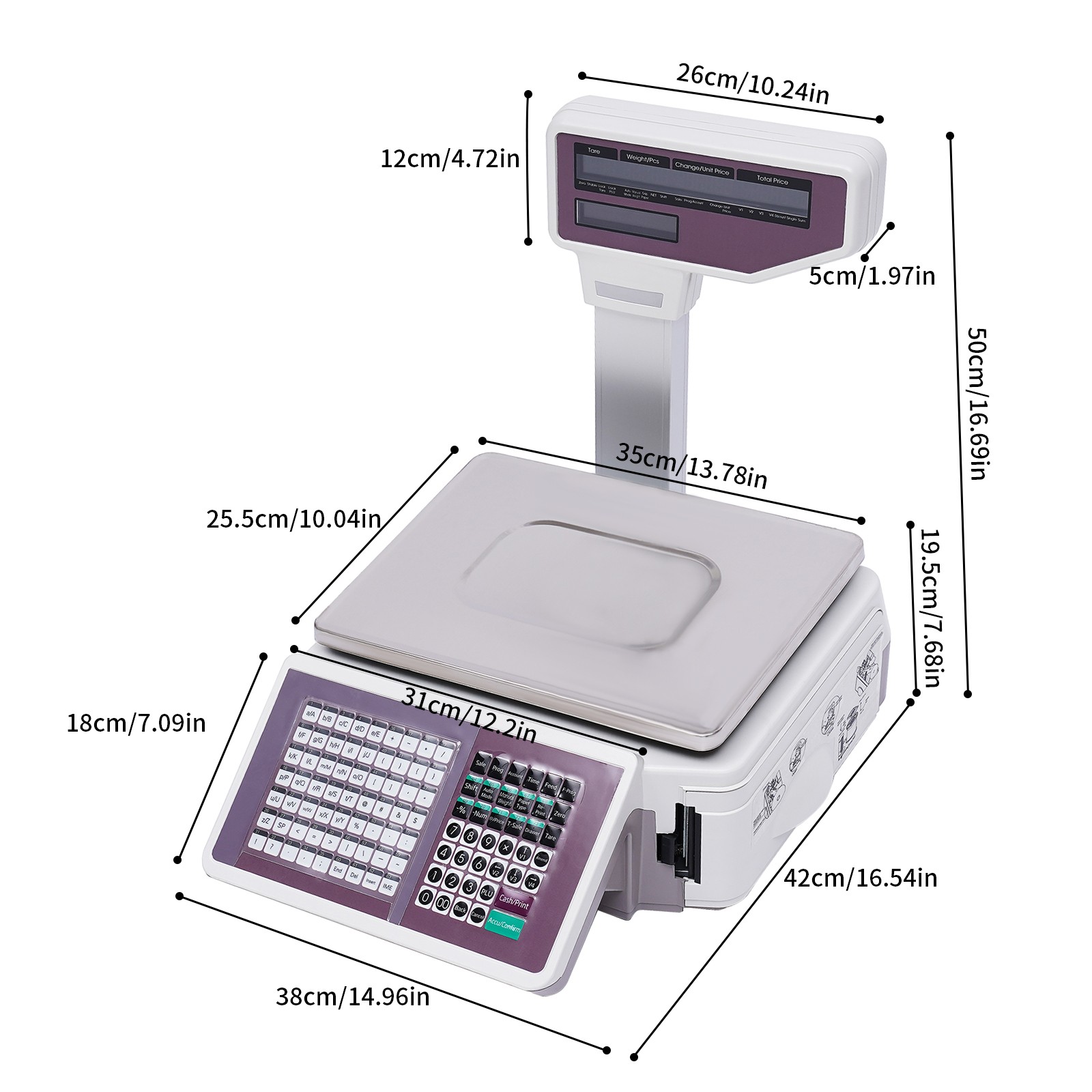Electronic Scale Digital Price Computing Scale with Thermal Label Printer 66LB