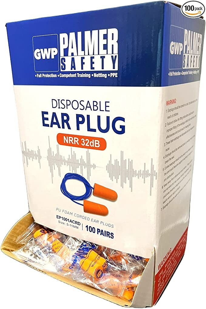 ATERET Earplugs 100 Pairs I 32db Noise Cancelling Soft Disposable Corded 100 PK