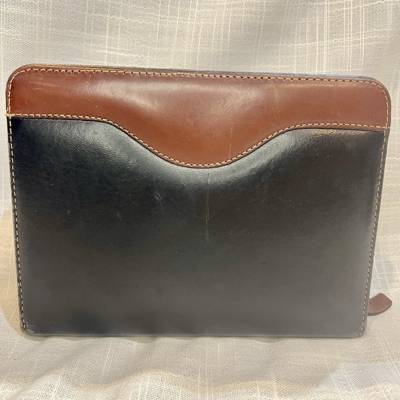 Franklin Quest Woodman Planner Full Zip 6 Ring Leather Organizer Binder VINTAGE