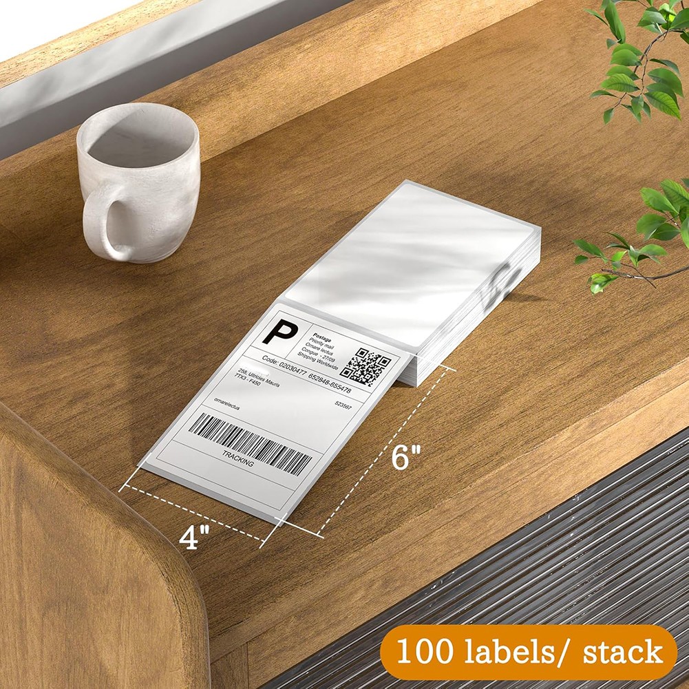 4″ x 6″ Fanfold Direct Thermal Address Shipping Labels, 100 Labels / Stack