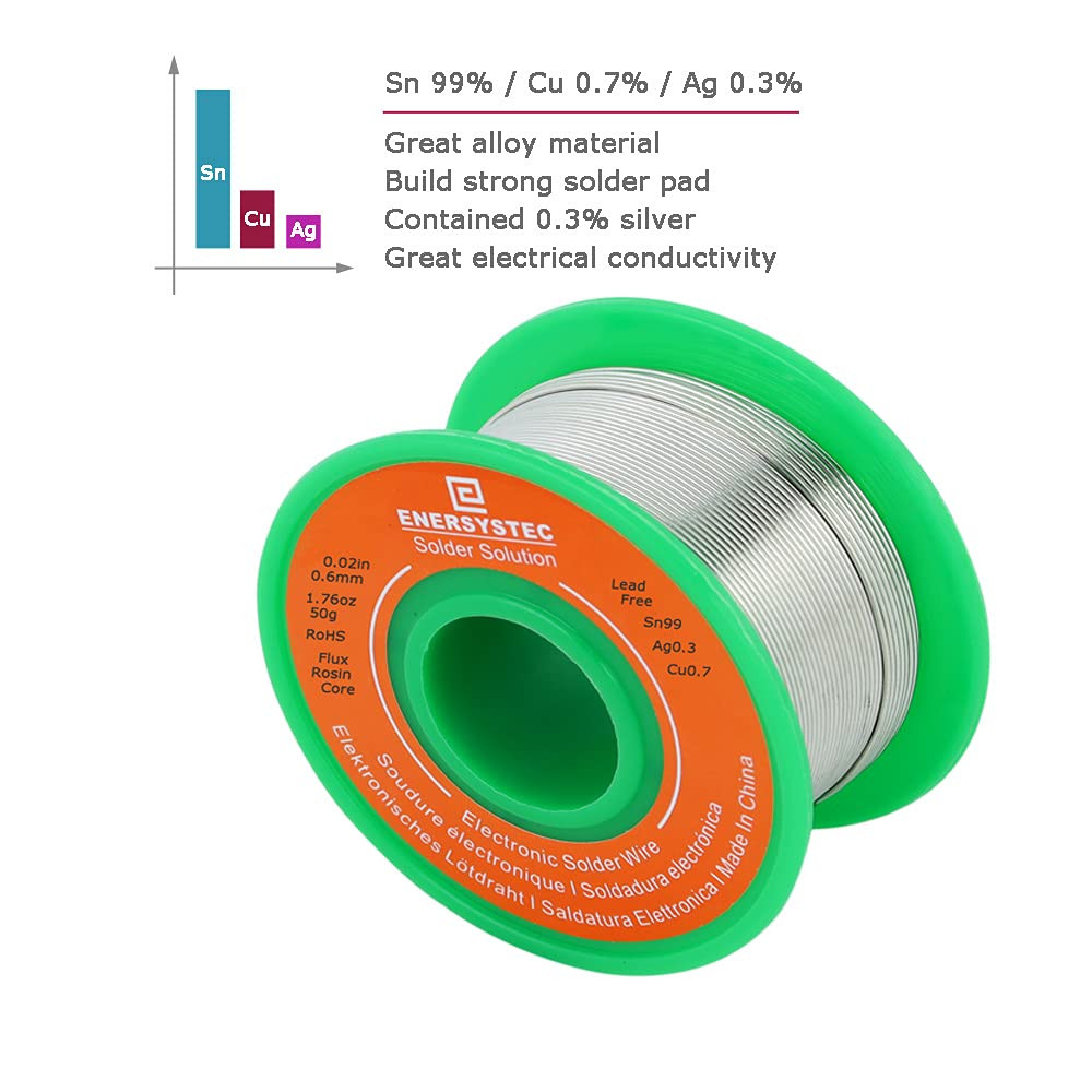 Lead-Free Solder Wire Rosin Core No Lead Wire Thin 0.6Mm 50G Fine Solder