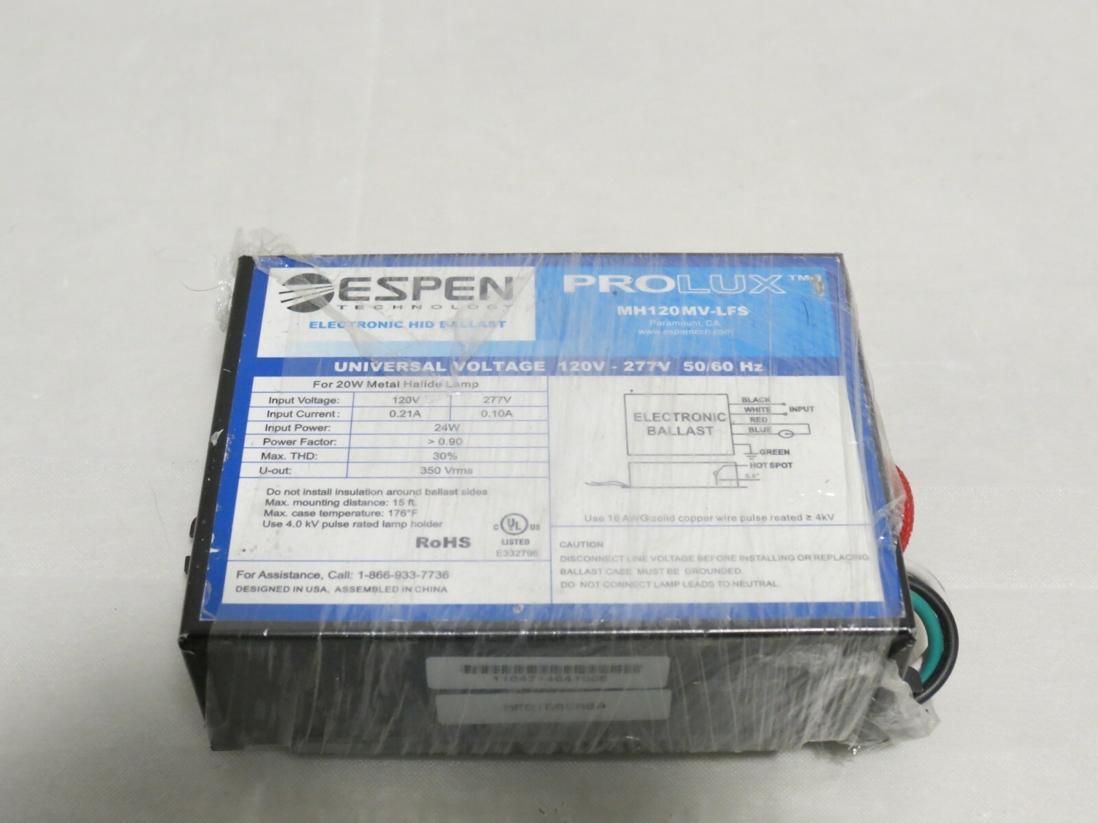 ESPEN PROLUX MH120MV-LFS HID BALLAST ELECTRONIC