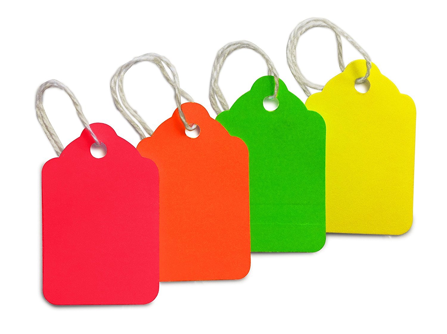 MACO Assorted Neon Strung Merchandise Tags, #5 – 1-3/32 x 1-3/4 Inches, bb304