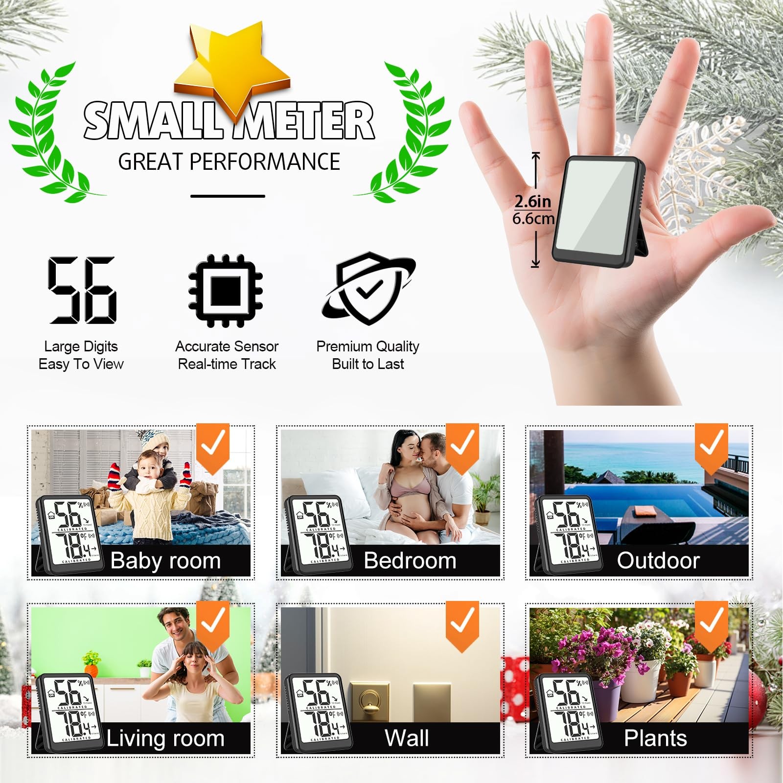 2 Pack Room Thermometer Small Hygrometer Indoor Humidity Monitor Sensor, Digital