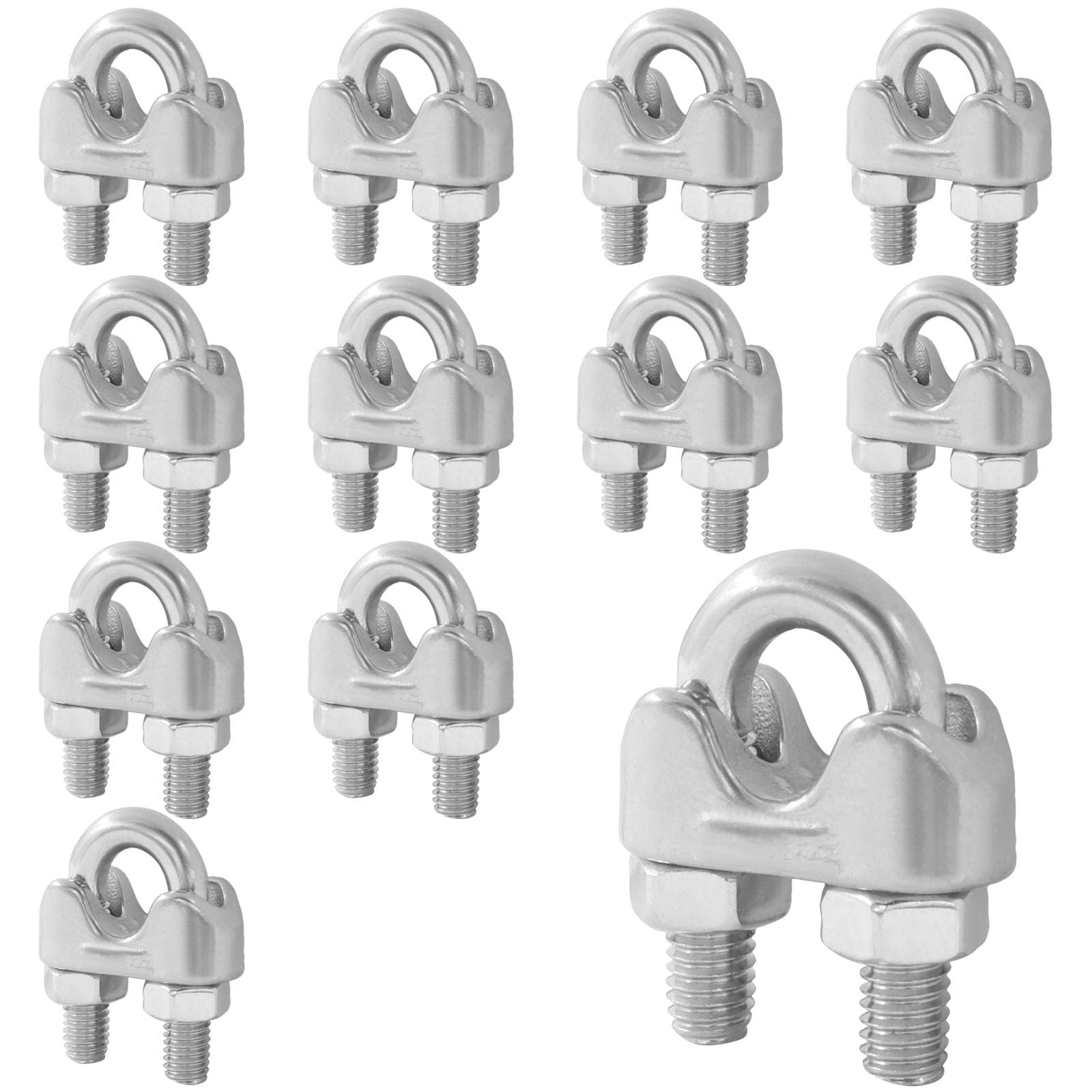 Cionyce 12 Pack 304 Stainless Steel M5 3/16″ Wire Rope Clamps