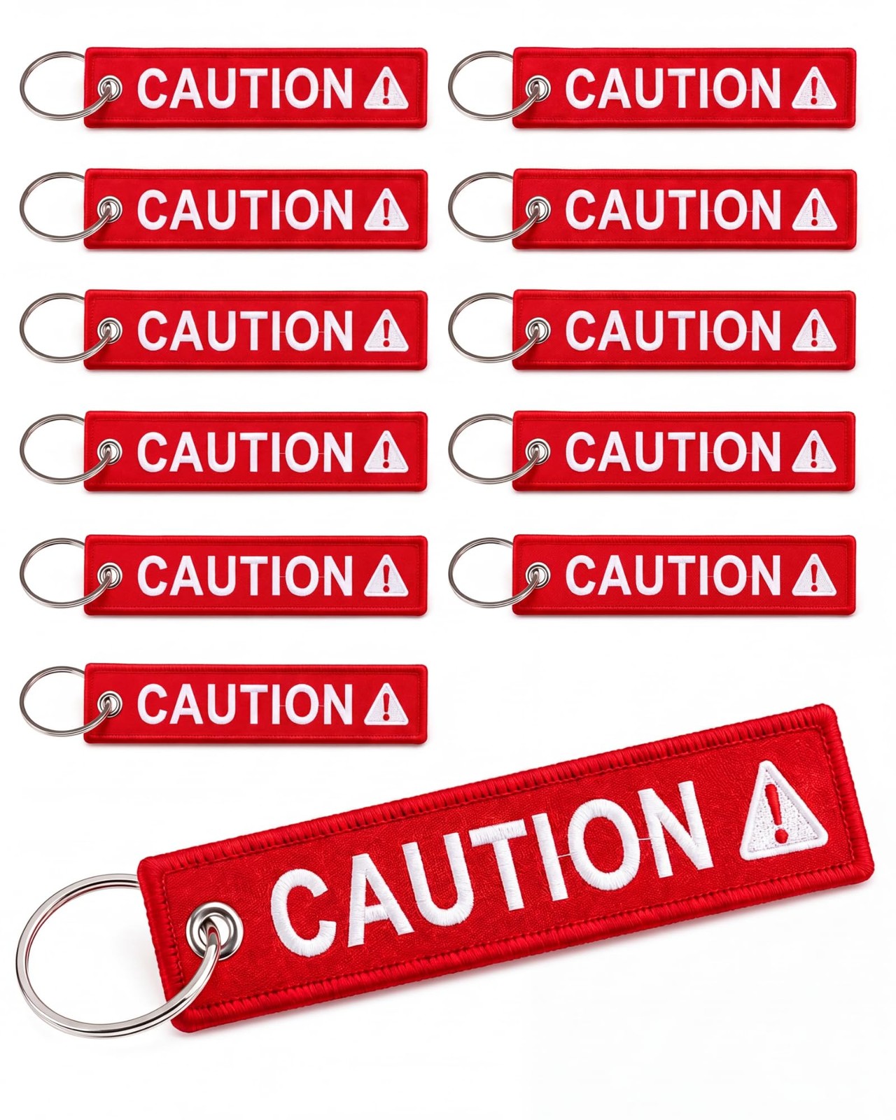 12 Pack Caution Key Chain Safety Tag Double Sided Red Fabric Warning Keyring …