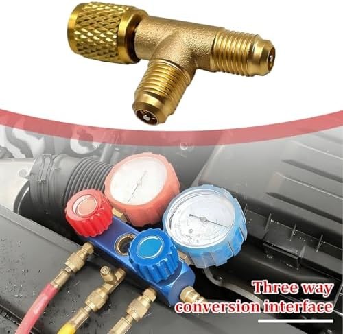 Car Quick Coupler Access Tee, Brass 1/4″ SAE Valve Core Tee Adapter for R22 R12