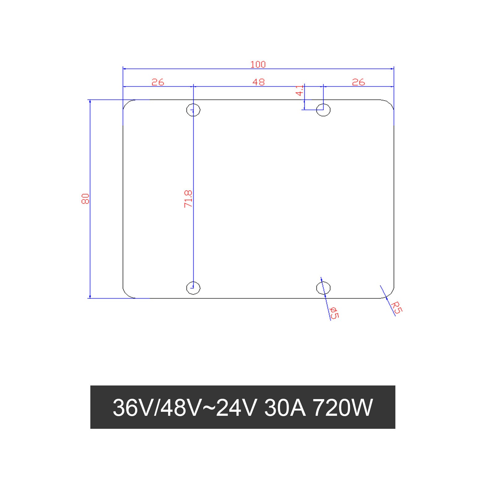 WaterProof 36V/48V to 24V 30A 720W Step Down DC/DC Power Converter Regulator US