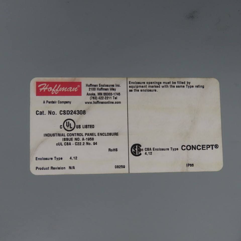 Hoffman CSD24308 24″ x 30″ x 8″ Electrical Enclosure Backplate & 30A Disconnect