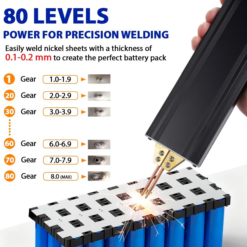 Spot Welder Machine 3000mAh Battery Spot Welder 80 Gears for 18650 32650 26650