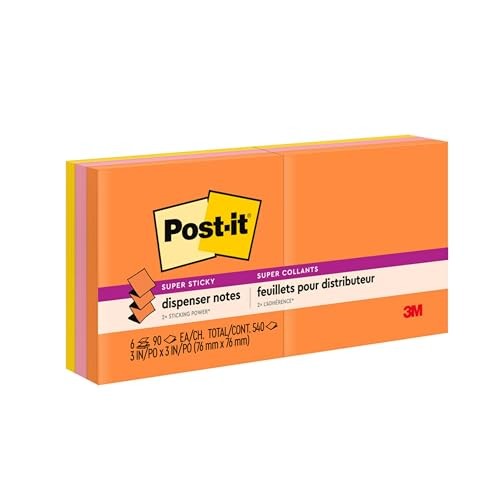 Post it Super Sticky Notes Value Pack 6 Pads 3×3 2x Stickiness Energy Boost C…
