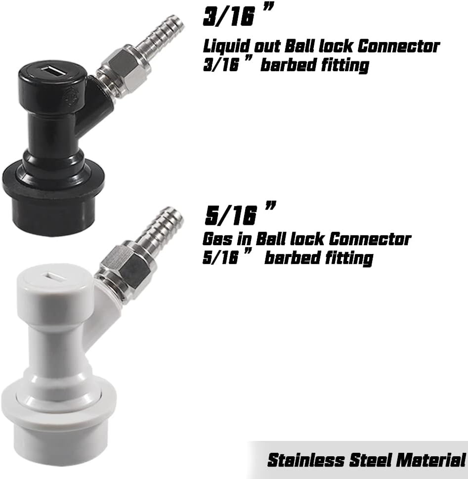 2 Pair Hose Swivel Nut Barb Fittings 3/16 and 5/16 Inch Stainless Steel MFL Set