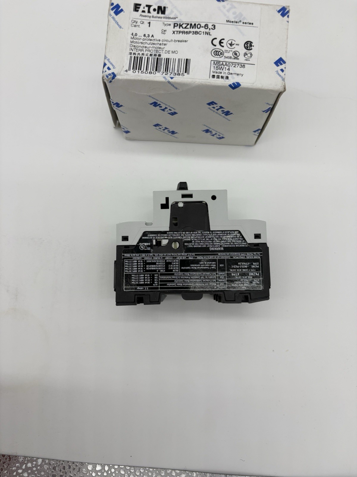 Eaton PKZMO-6,3 Motor Protector Breaker 4.0-6.3A 3-Pole 3-Phase AC NIB