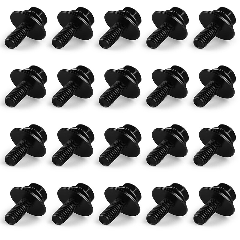 Car Body Bolts Screw Fastener Fender M6-1.0x 16mm Long-10mm Hex-17mm Washer