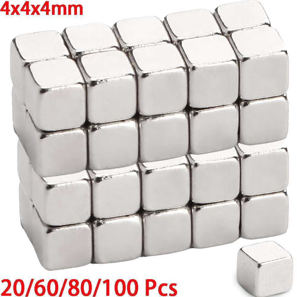 20-100Pcs Square Block Strong Magnets Rare Earth Neodymium N38 Cube 4mmx4mmx4mm