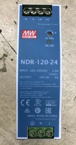 Mean Well NDR-120-24 AC/DC Industrial DIN Rail Power Supply – FREESHIPPIN – NEW