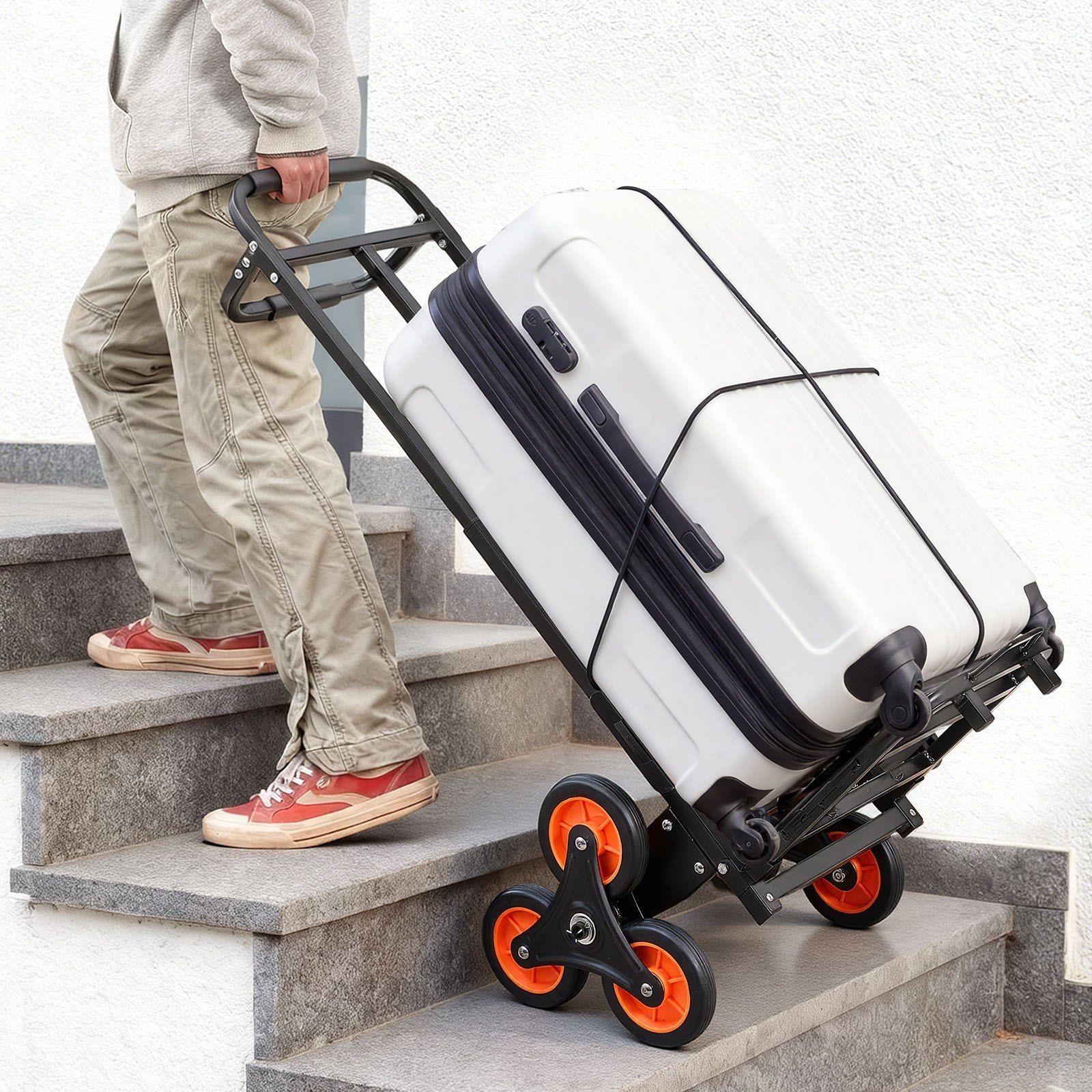 220lb Stair Climber Dolly: Carbon-Steel Frame, 6-Wheel Tri-Mode Hauling Cart