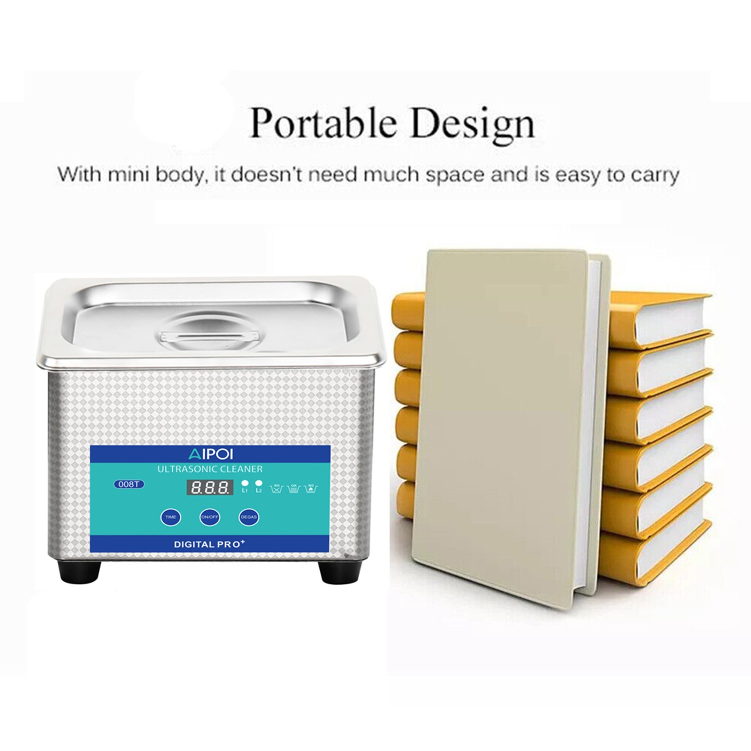 0.8L Ultrasonic Cleaner Stainless Steel Tank & Digital Timer for Jewelry Glasses