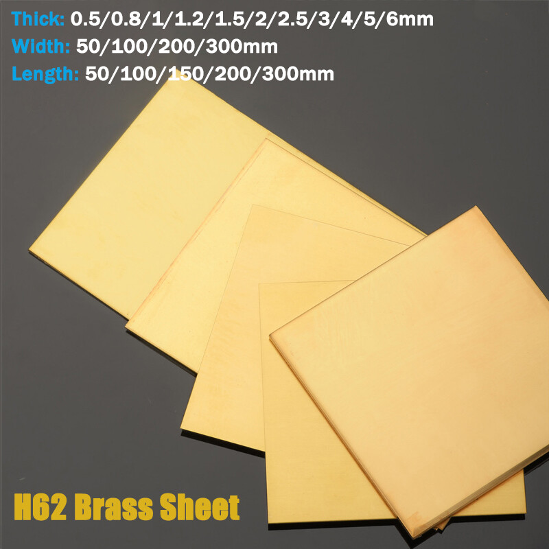 H62 Brass Sheet 0.5mm to 6mm Thickness DIY Copper Plate Durable Multiple Sizes