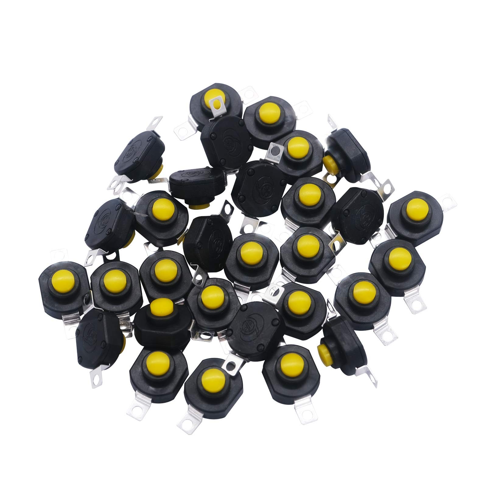 mxuteuk 30pcs Self-Lock Micro Push Button Switch DC 12V Switch 0.5A 2Pin Latchin