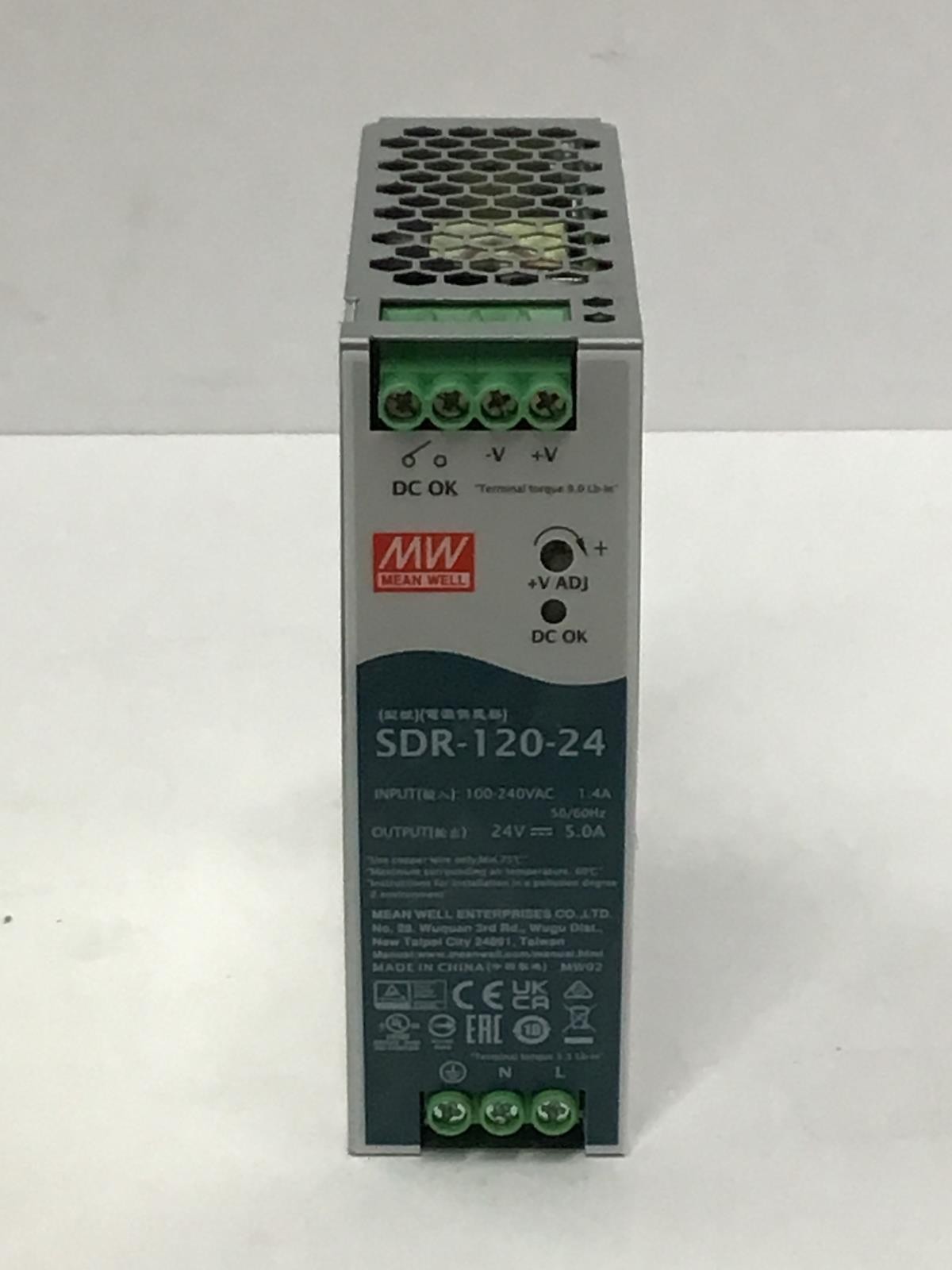 Mean Well SDR-120-24 DIN RAIL Power Supply 24V 5A 120W PFC 100-240VAC