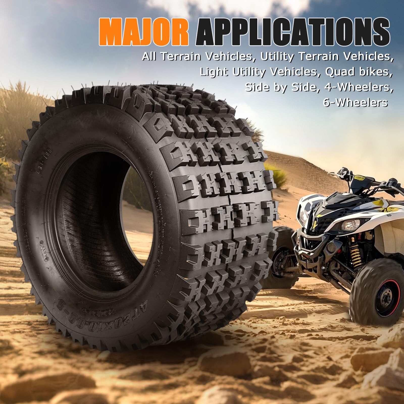 20×10-9 ATV UTV Quad Tires 4PR Tubeless Sport All Terrain Set of 2